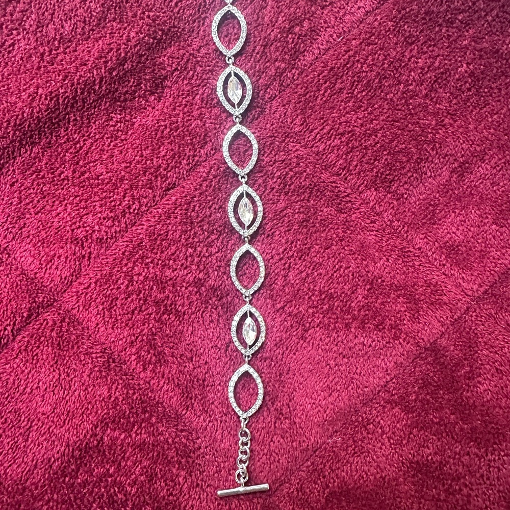 Glam Carolee Silver-Tone Bracelet with Crystal Accents
